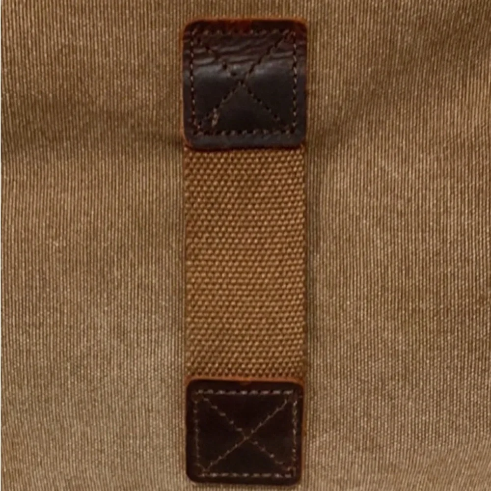 LUXUR Large Brown Canvas Messenger Bag Leather Straps